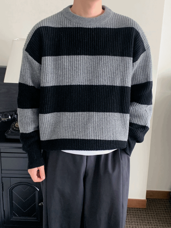 Aile Stripe Black Knit (블랙)