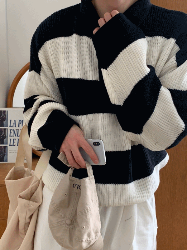 Nira Stripe Knit (블랙)(순차배송)