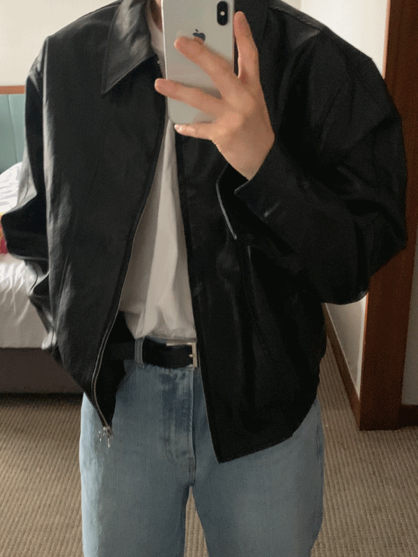 Mun Black Leather Jacket (블랙)