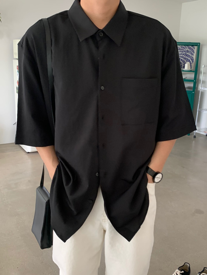 Over-fit Ket 1/2 shirt (black)