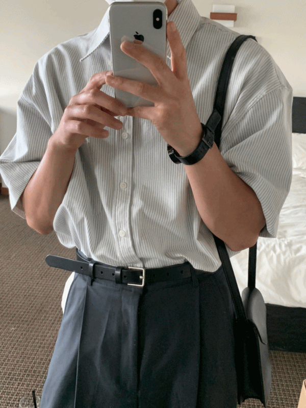 Nuget Stripe 1/2 Shirt (그레이)(주문폭주!)